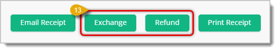 Image highlighting the Exchange and Refund buttons for an Order.