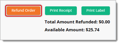 Image highlighting the Refund Order button in an Order page.