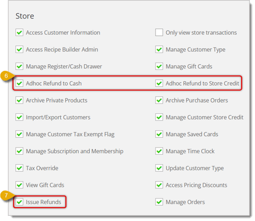 Image of the Store Permissions Editor in the eTailPet Dashboard.