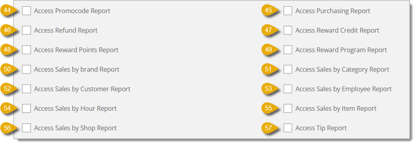 Image of the fourth part of the Reports permissions in the Create Role page.