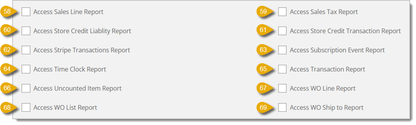 Image of the fifth part of the Reports permissions in the Create Role page.