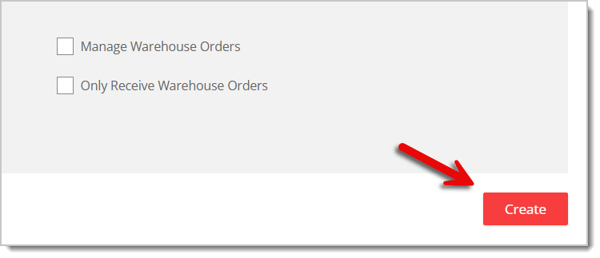 Image with an arrow pointing at the Create button in the Create Role page.