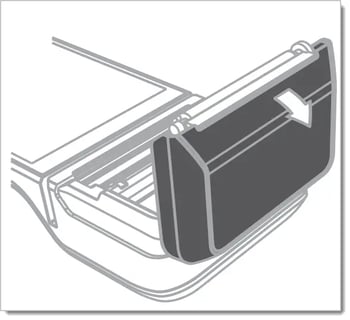 Diagram of the S1F2, showing how to load receipt paper.