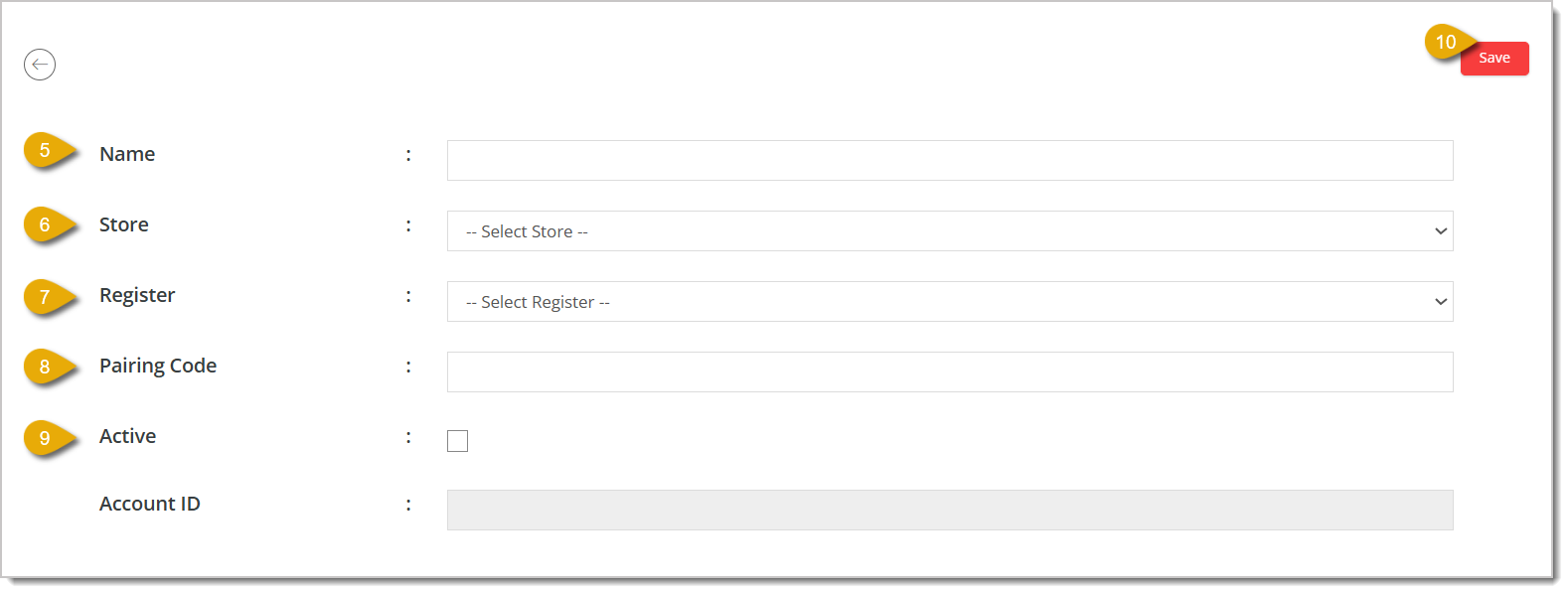 Image of the Add New form in the Etail Payments Reader tab.