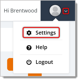 Image highlighting the Account menu and the Settings tab.
