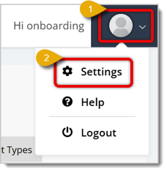 Image highlighting the profile icon and the Settings selection.