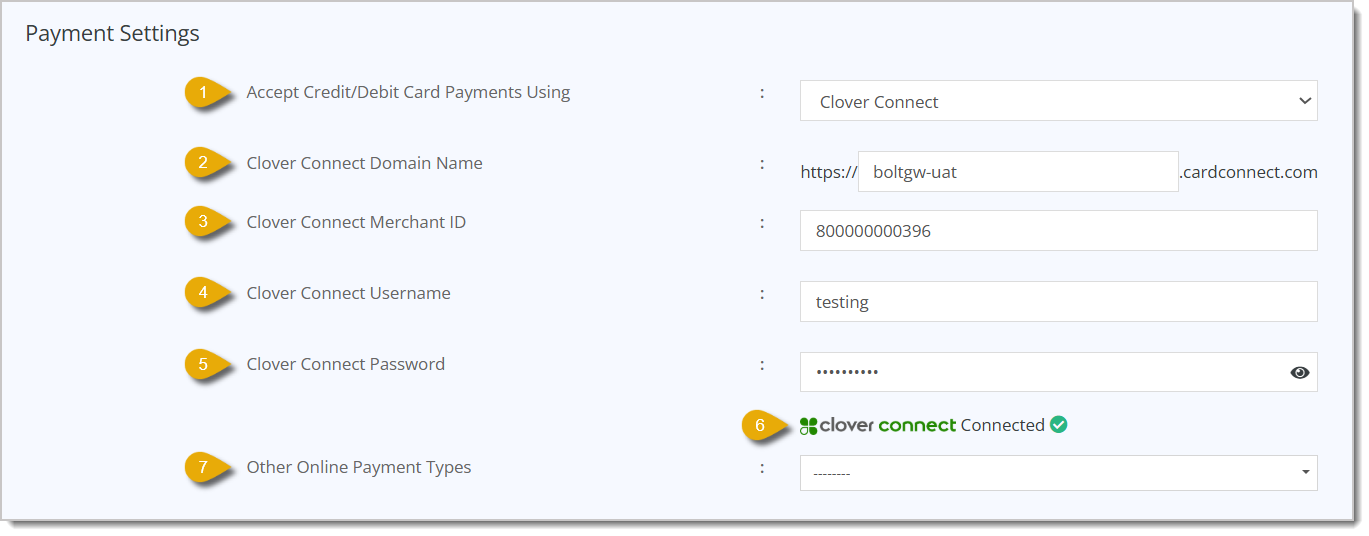 Image of the Payment Settings section in the Edit Warehouse page.