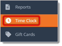 Image of the Time Clock selection in the eTailPet main menu.