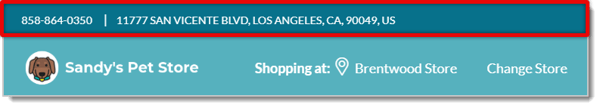 Image highlighting the background color of the top header in a eTailPet website.