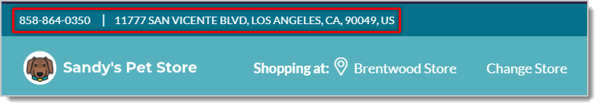Image highlighting the text color of the top header in a eTailPet website.