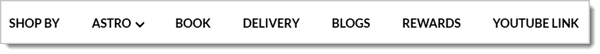 Image of navigation links in a eTailPet website.