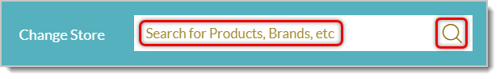 Image highlighting the text color and color of the magnifying glass icon in the search bar of a eTailPet website.
