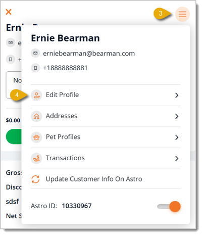 Image highlighting the Hamburger Stack icon and the Edit Profile selection.