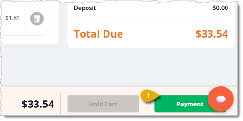 Image highlighting the Payment button in the New Sale Screen.