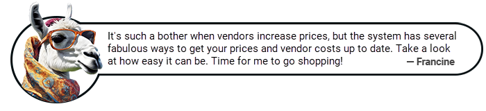 francine - batch cost and price updates