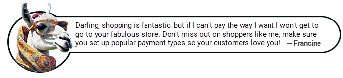 francine - settings payment types tab