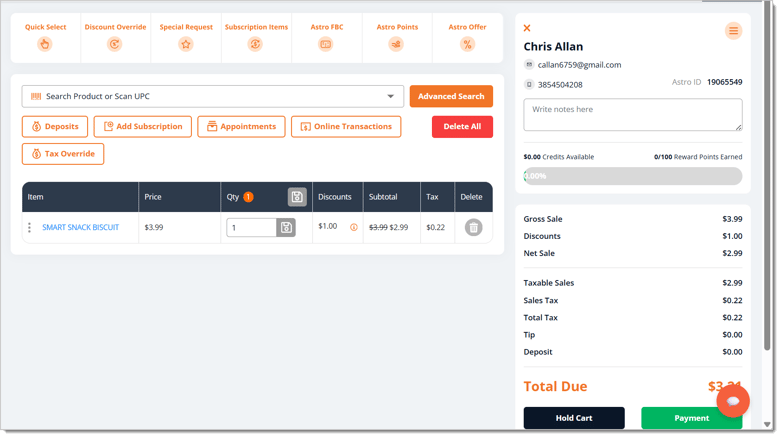 Image of an example of a resumed transaction in the eTailPet Register.