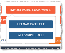 Image showing the Import Astro ID functions on the Customers page of the eTailPet system.