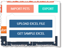 Image showing the Import Pets functions on the Customers page of the eTailPet system.