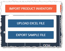 Image showing the Import Product Inventory functions on the My Products page of the eTailPet system.