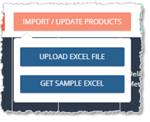Image showing the Import Products functions on the My Products page of the eTailPet system.
