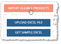 Image showing Import Eligible Products options on the Rewards Configuration page of the eTailPet system.