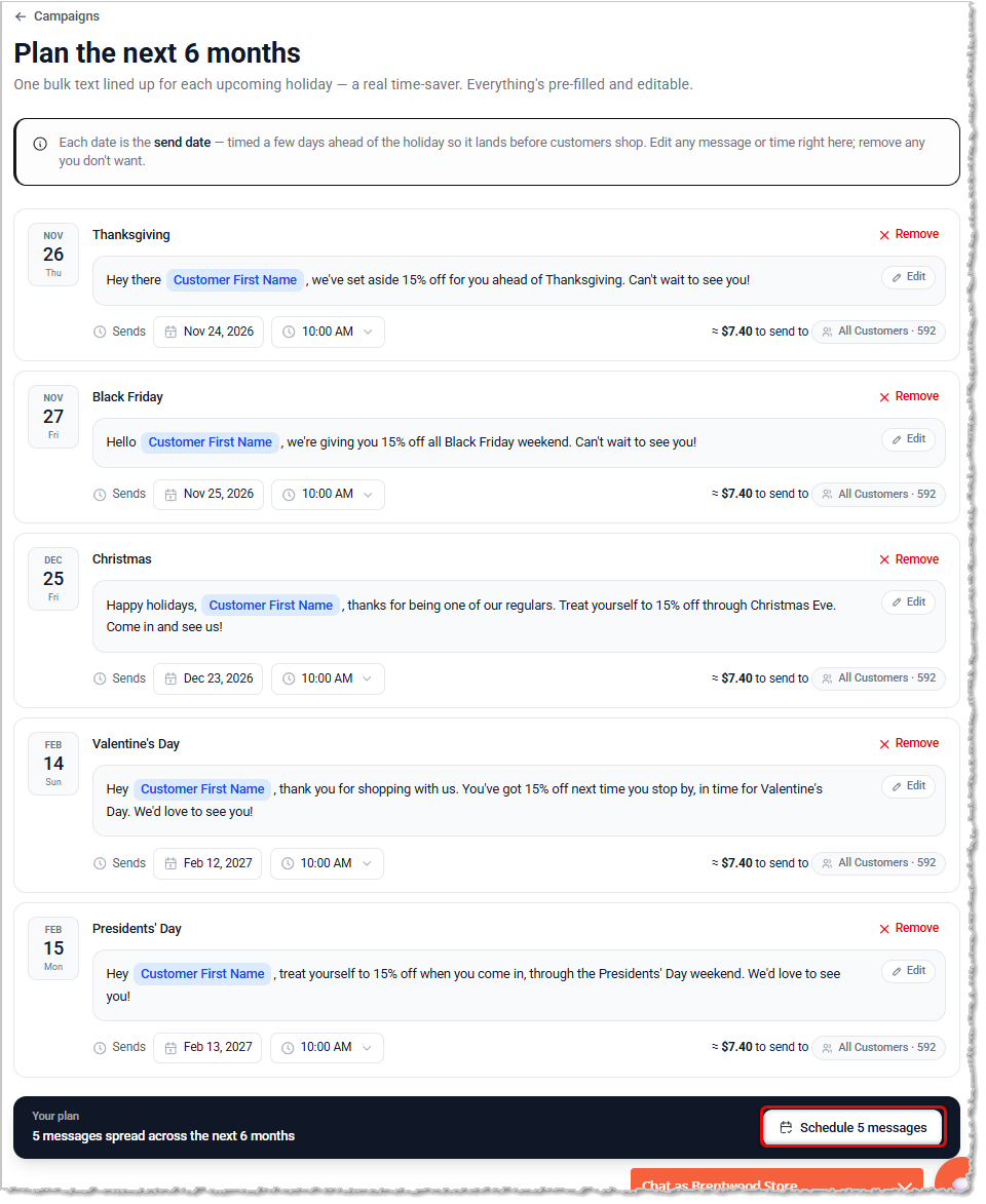 Image showing the Starter Campaigns page in the eTailPet system.