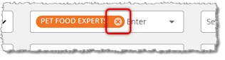 Image showing a filter removal button on the My Products page of the eTailPet system.