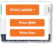 Image showing the Print Labels functions on the My Products page of the eTailPet system.