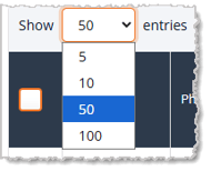 Image showing the Show Items function on the My Products page of the eTailPet system.