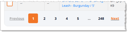 Image showing the page navigation functions on the My Products page of the eTailPet system.