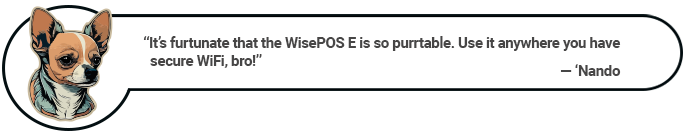 Pet quote about the WisePOS E / S700 card reader's portability.