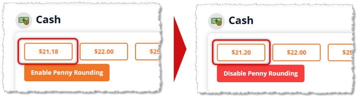 Image showing penny rounding in the New Sale Payment panel of the eTailPet system.