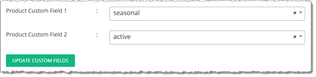 Image showing the product custom field controls on the Product Details tab of a product in the eTailPet system.