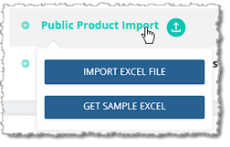 Image showing the Public Products Import functions on the Product Manager page of the eTailPet system.