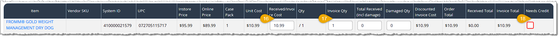 Image showing the Advanced check-in mode options on the check-in page for a purchase order in the eTailPet system.