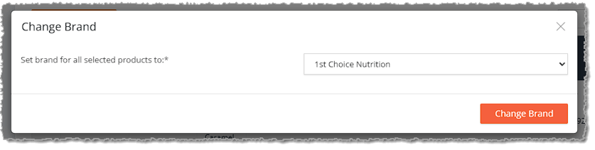 Image showing the Change Brand window of the eTailPet system.