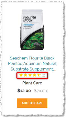  Image showing the star rating and review count for a product on the storefront eTailPet website.
