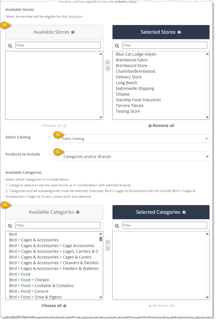 Image showing the middle area of the Create Price Slash page for a Dollar / Percentage discount in the eTailPet system.