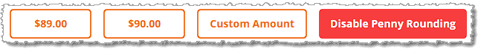 Image showing the Disable Penny Rounding button for cash payment in the Payments panel of the eTailPet system.