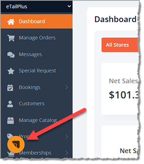 Image showing the Maintenance Updates button in the lower left of the Dashboard page of the eTailPet system.