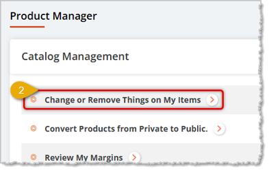 Image showing the Change or Remove option on the Product Manager page of the eTailPet system.