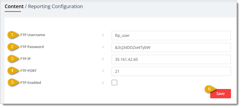 Image showing the Reporting Configuration page with settings highlighted in the eTailPet system.