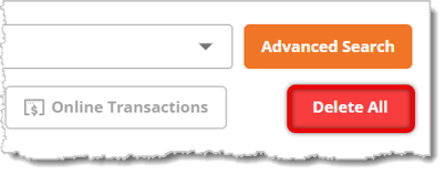 Image highlighting the Delete All button in the eTailPet Register.
