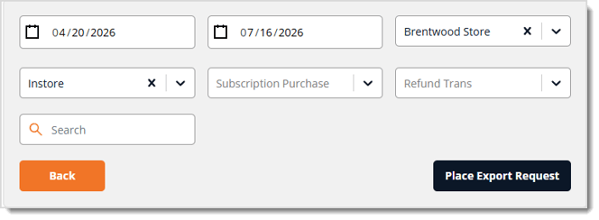 Image showing the report export configuration page in the eTailPet system.