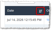 Image showing the Sort icon in the data table of a eTailPet system report.