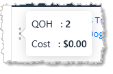 Image showing a QOH and Cost of a product in New Sale.