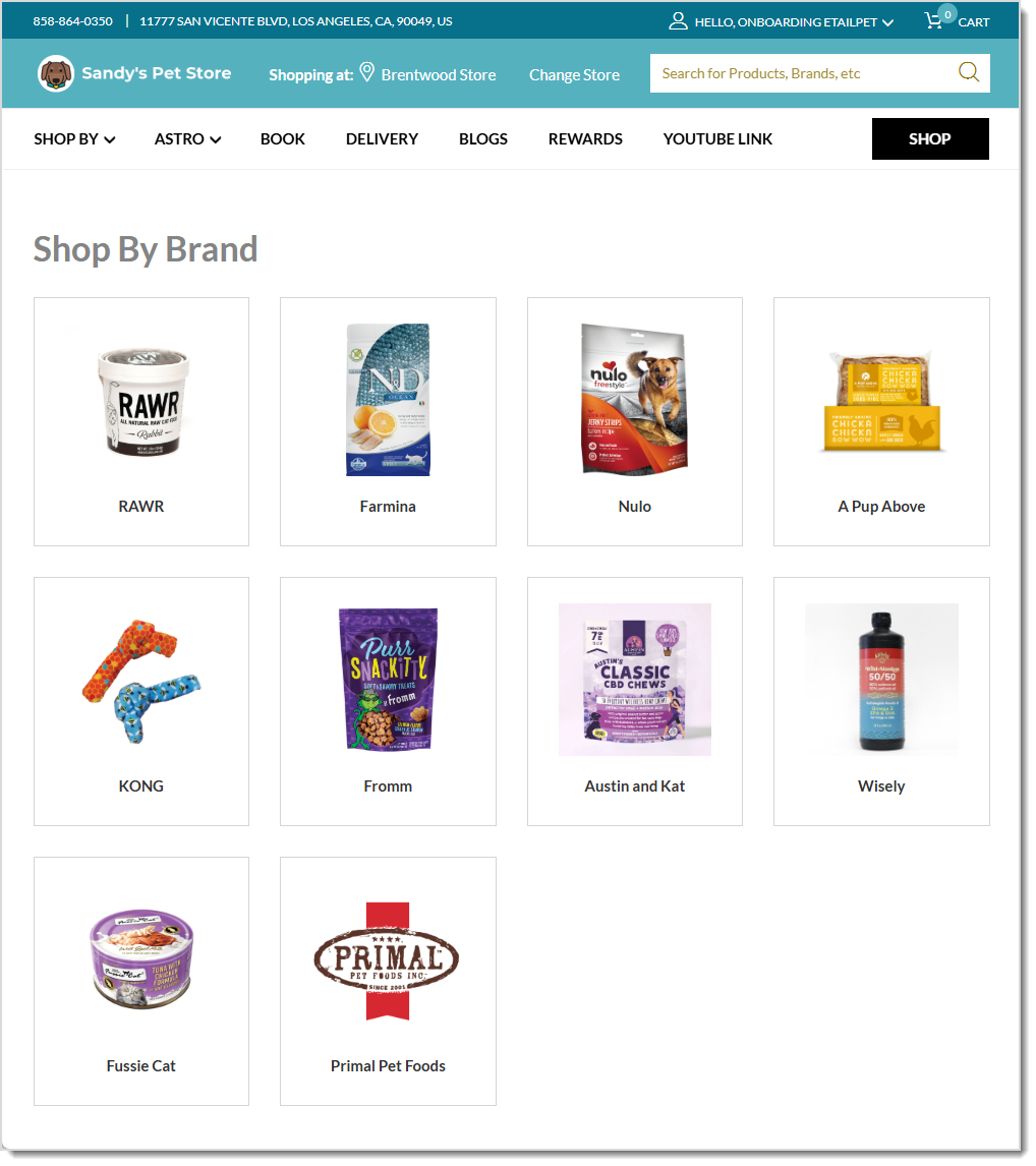 Image showing an example Shop by Brand page.