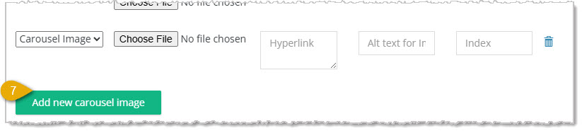 Image showing the Add New Carousel button in the Carousel setup area for the advanced Shop Now page of the eTailPet system.
