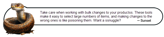 sunset - bulk product changes